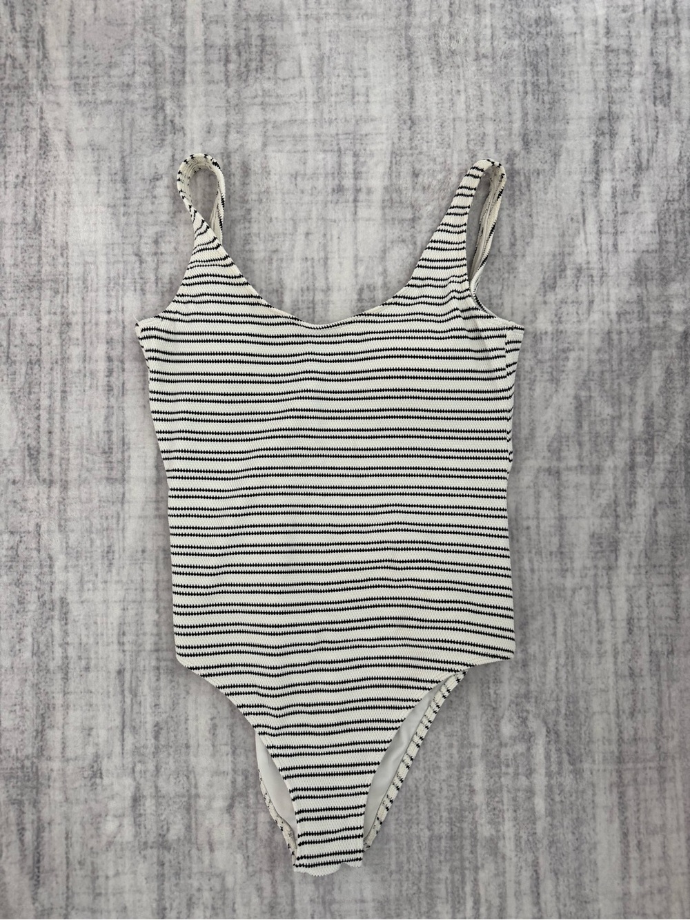 Abercrombie & Fitch Black and White Striped One-Piece Swimsuit